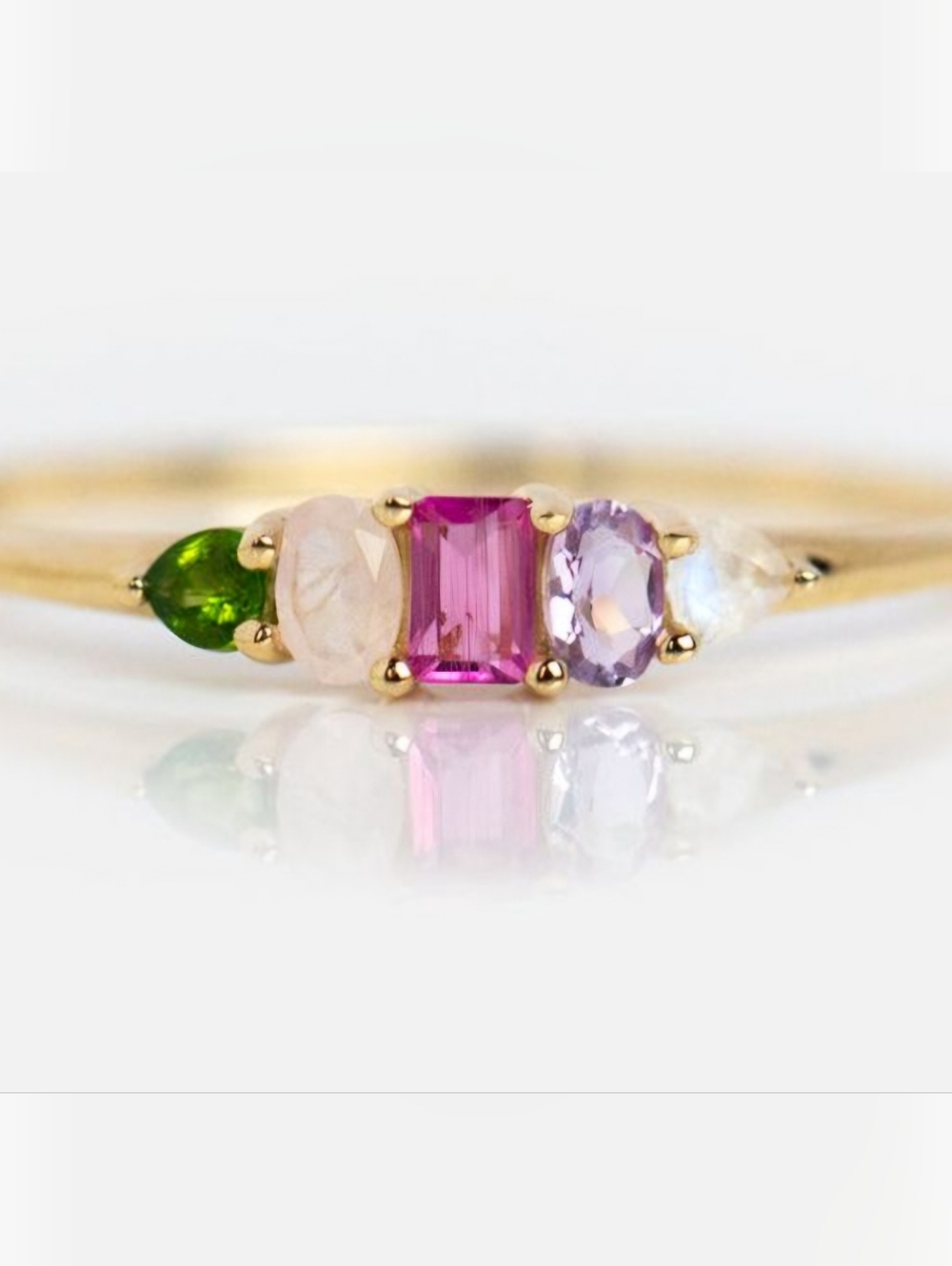 Solid Yellow Gold Acrostic "DREAM" Ring, Size 6